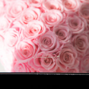 Heart Shaped Rose in Mirror Backing Box - Pink