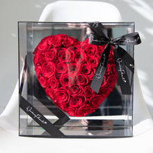 Load image into Gallery viewer, Heart Shaped Rose in Mirror Backing Box - Red
