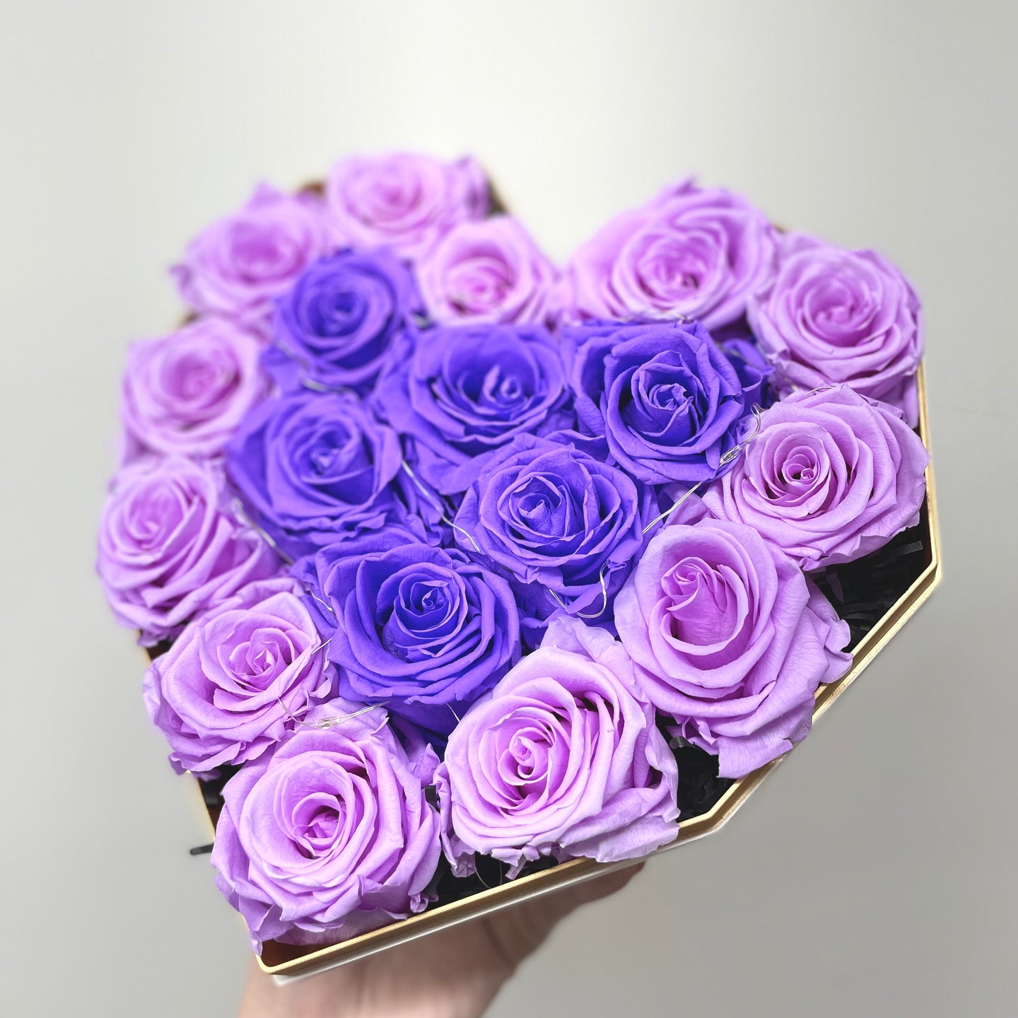 Large Love Box, Double Purple Preserved Roses