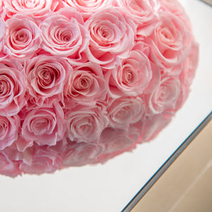 Heart Shaped Rose in Mirror Backing Box - Gradient Pink