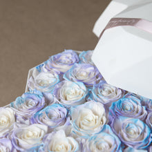 Load image into Gallery viewer, Large Heart Box, Pink + Blue Preserved Roses
