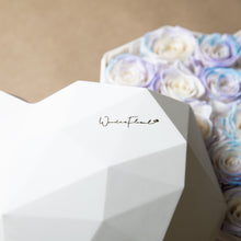 Load image into Gallery viewer, Large Heart Box, Pink + Blue Preserved Roses
