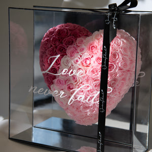 Heart Shaped Rose in Mirror Backing Box - Gradient Pink